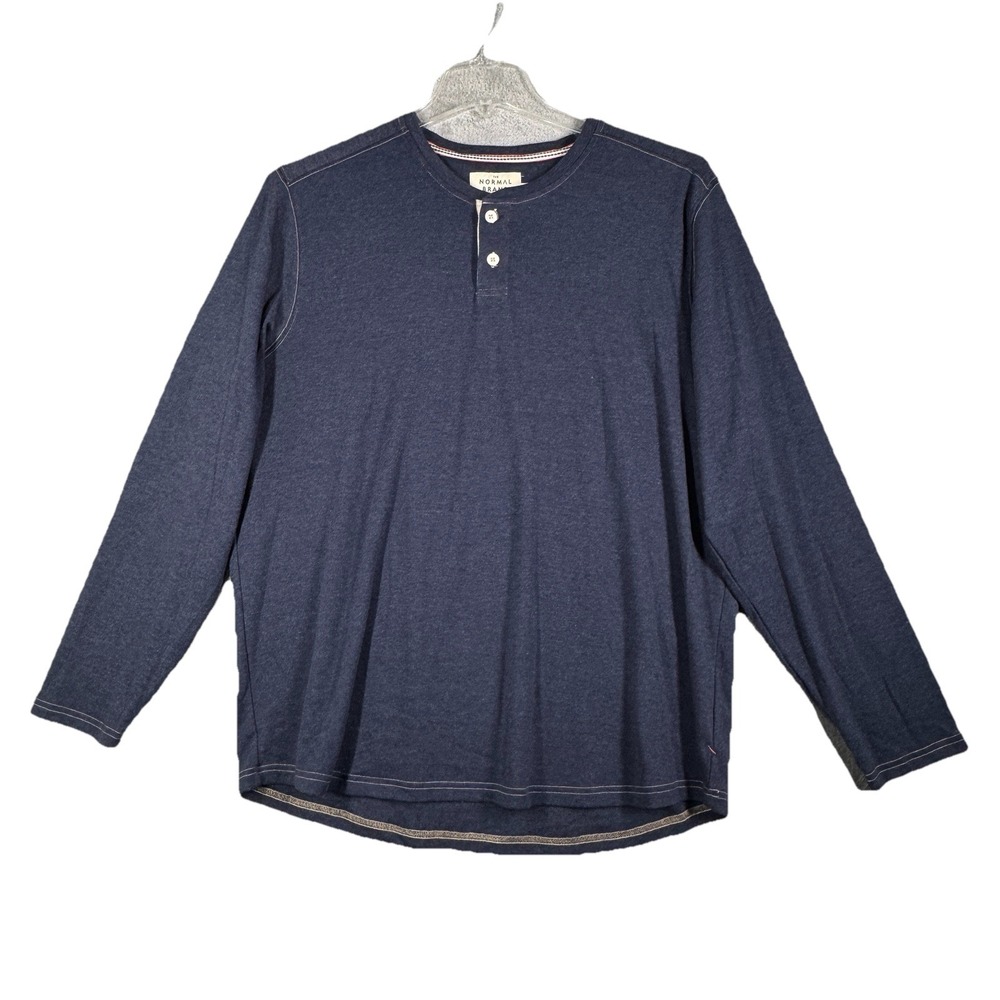 The Normal Brand Henley Shirt Puremeso Navy Blue Casual Neutral Minimal Men XL